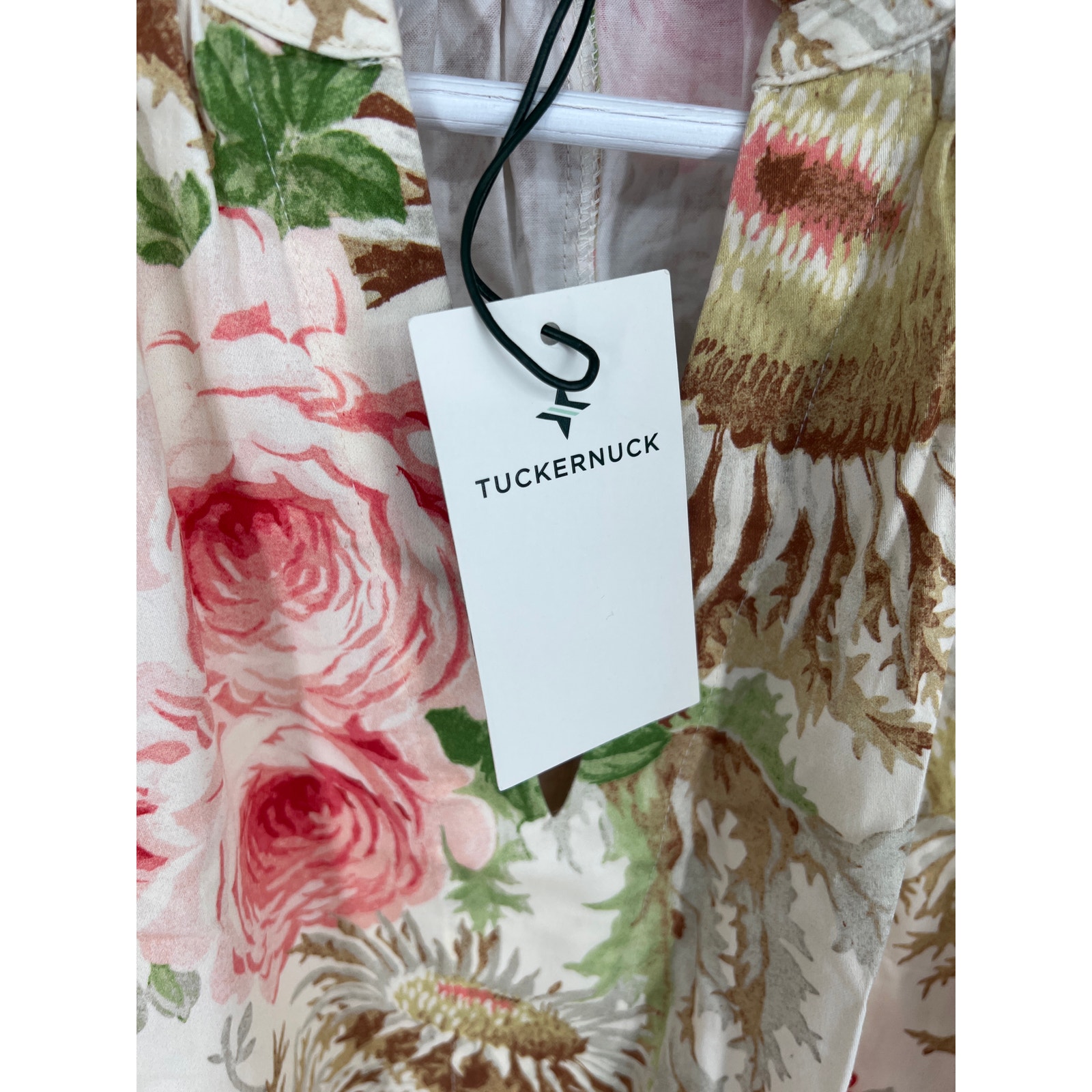 Tuckernuck Cream Floral Mini Dress With Pink & Green Accents — image 8 of 8